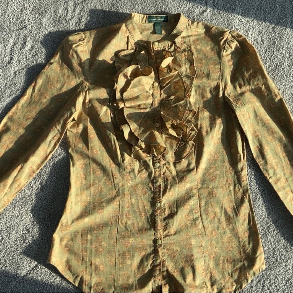 Ralph Lauren Ruffled Button-Up Blouse